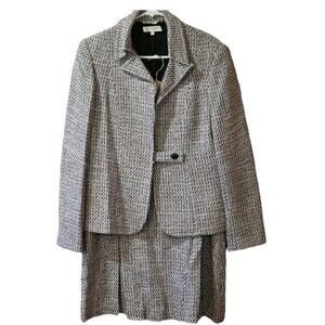 Bill Burns Tweed Skirt Suit Wool Blend Vintage 90s Academia 12/14